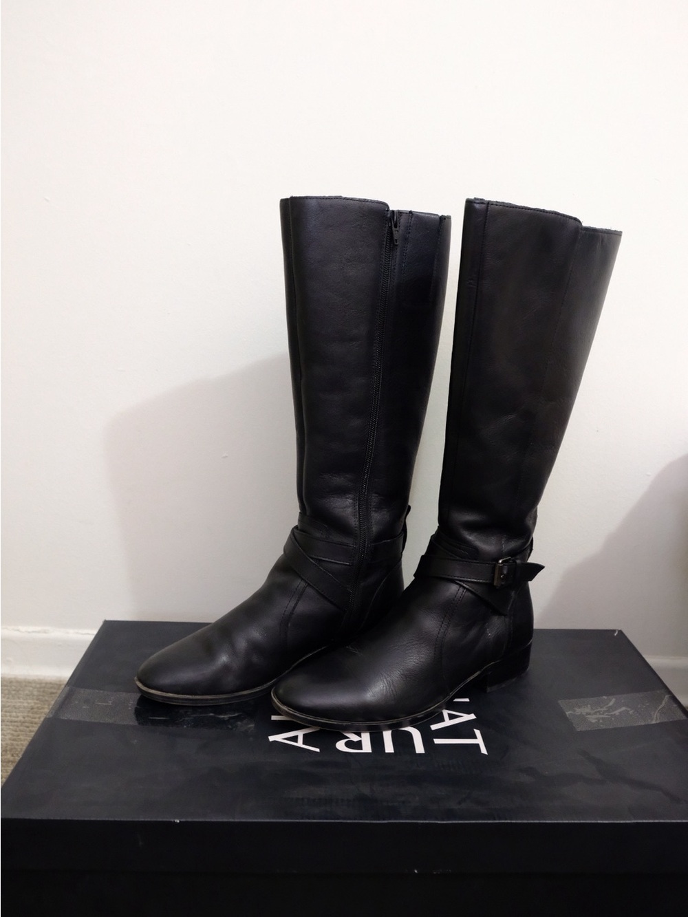 Naturalizer Black Leather Knee-High Riding Boots